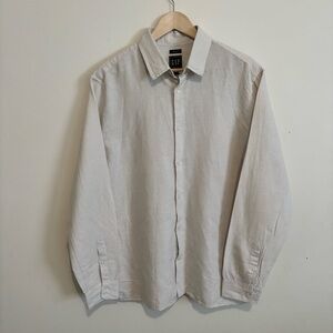 GAP Linen Blend Light Beige Striped Shirt -Size L